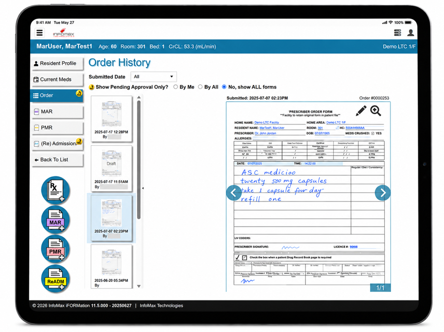 Electronic prescriptions history